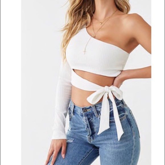 one shoulder wrap top